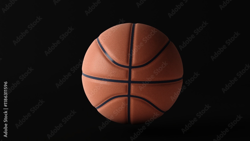 Fototapeta premium Basketball isolated on black background. Standard orange basket ball. Perfect for sports advertising 