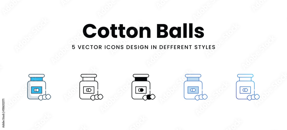 Cotton Balls icons in different style vector stock illustration Cotton Balls icons in different style vector stock illustration