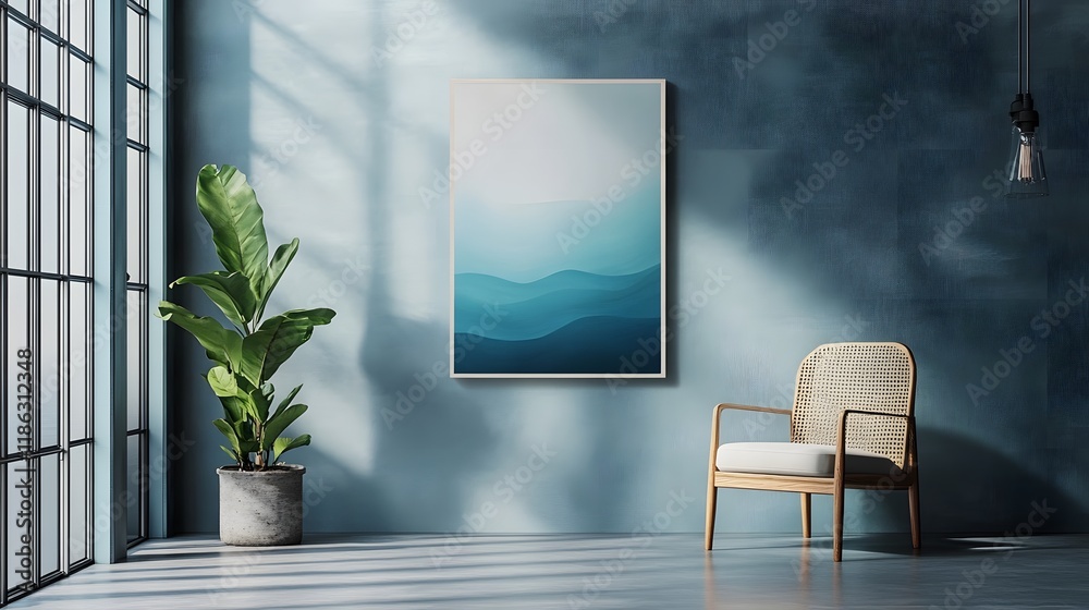 Fototapeta premium Minimalist Vertical Canvas Artwork with Serene Gradient Palette for Calming Modern Decor
