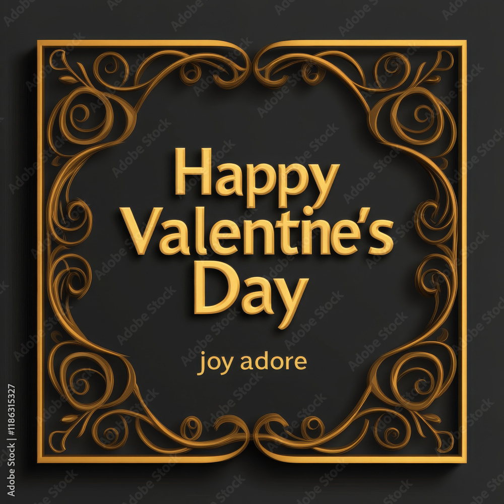 Happy Valentine Day greeting in golden ornate frame, perfect for expressing love and affection. Celebrate this special day with elegance and joy Happy Valentine Day greeting in golden ornate frame, perfect for expressing love and affection. Celebrate this special day with elegance and joy