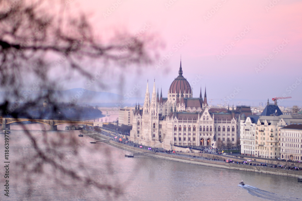 Obraz premium panoramic view of Budapest by the Danube river