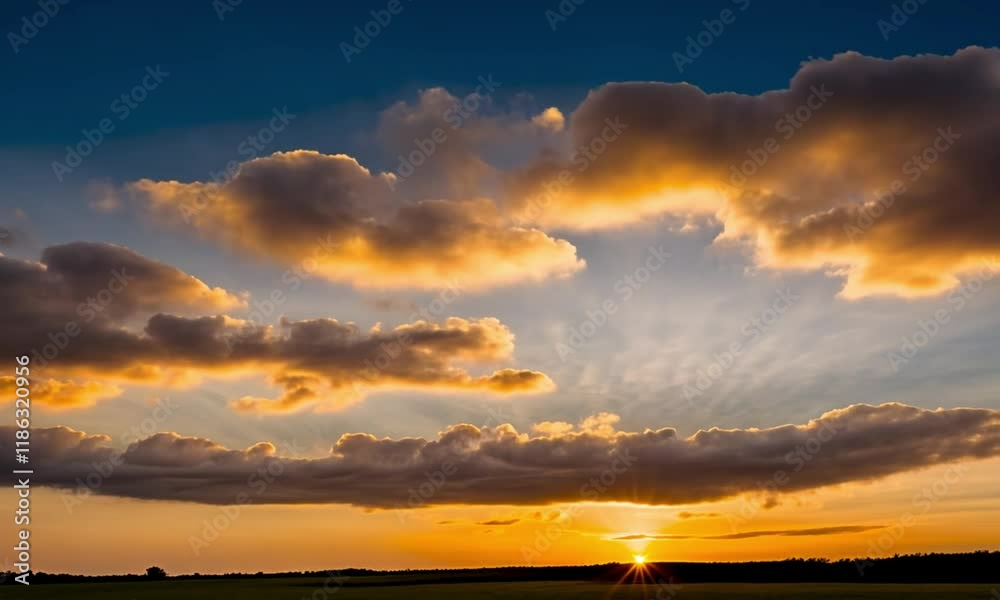 An exquisite sky showcasing the beauty of nature, highlighted by the warm orange and yellow tones of sunlight and billowy clouds. This time-lapse illustrates the captivating changes in a dramatic sky, An exquisite sky showcasing the beauty of nature, highlighted by the warm orange and yellow tones of sunlight and billowy clouds. This time-lapse illustrates the captivating changes in a dramatic sky,