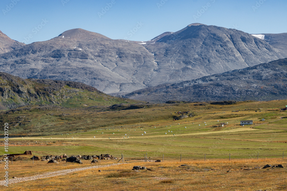 Obraz premium Beautiful town of Igaliku and surrounding area (South Greenland)