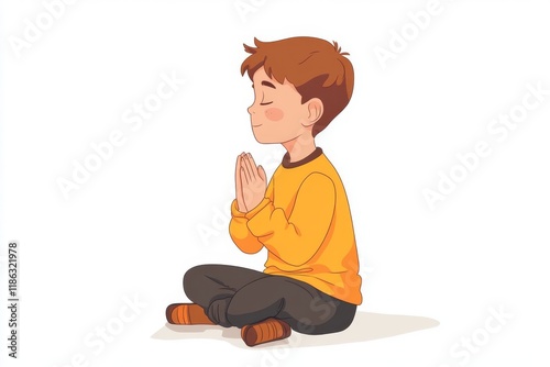 Praying Boy Cartoon Illustration