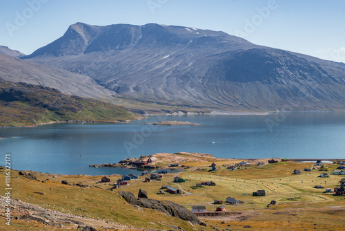 Beautiful town of Igaliku and surrounding area (South Greenland) photo