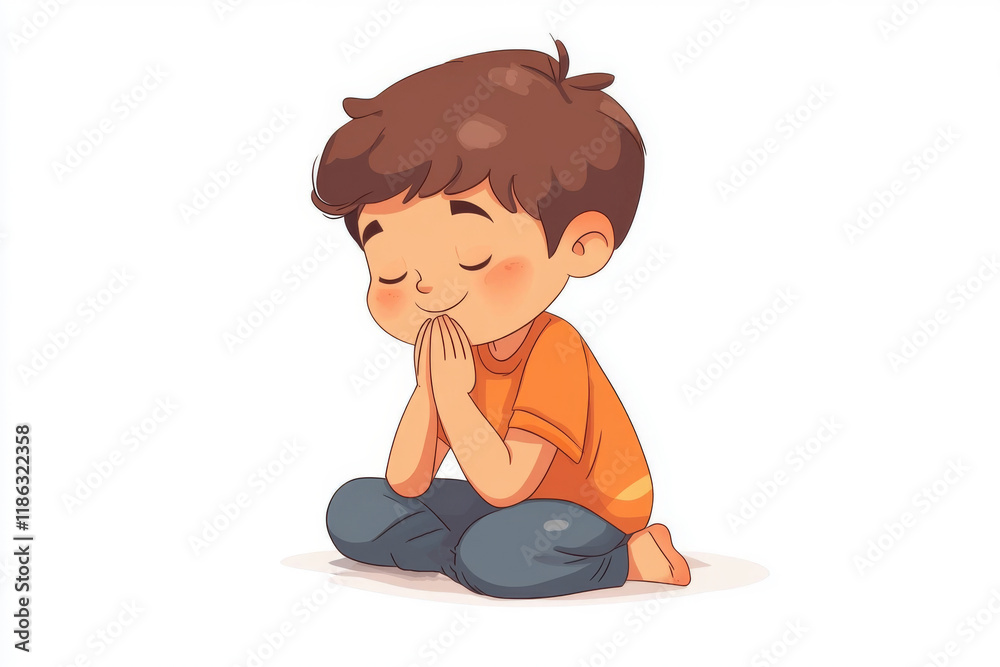 Cartoon Boy Praying Illustration Cartoon Boy Praying Illustration