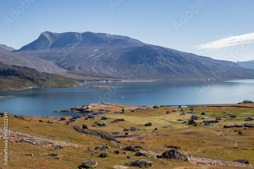 Beautiful town of Igaliku and surrounding area (South Greenland) photo