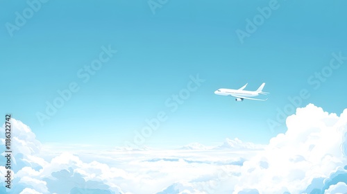 Airplane Soaring Above a Sea of Clouds in a Blue Sky