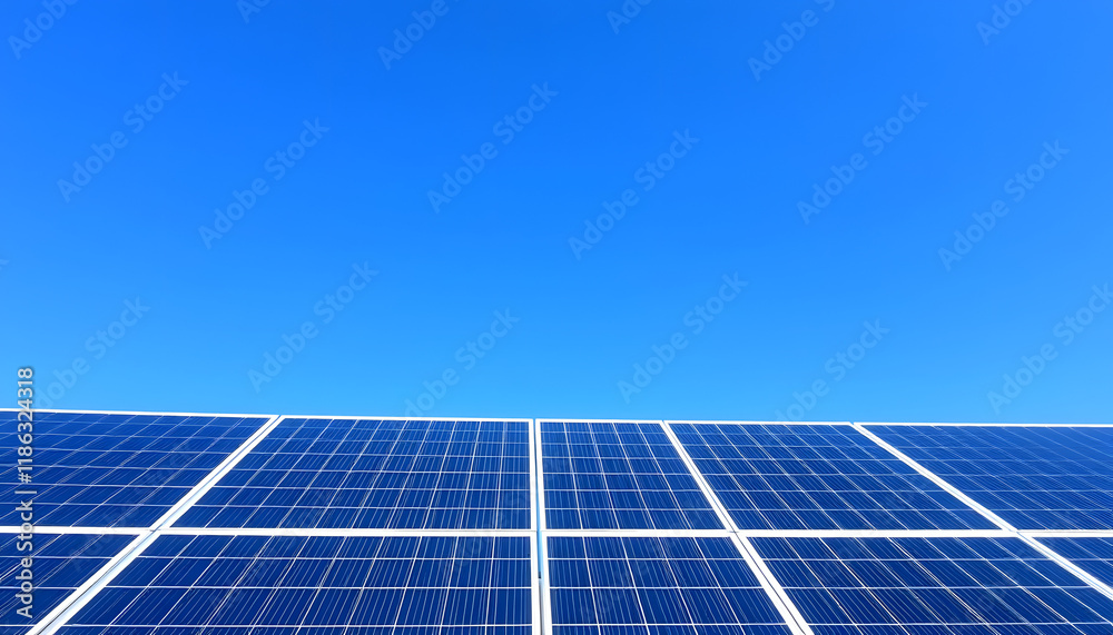 Solar panel on blue sky background, Alternative energy concept,Clean energy,Green energy, 8k, with white tones Solar panel on blue sky background, Alternative energy concept,Clean energy,Green energy, 8k, with white tones