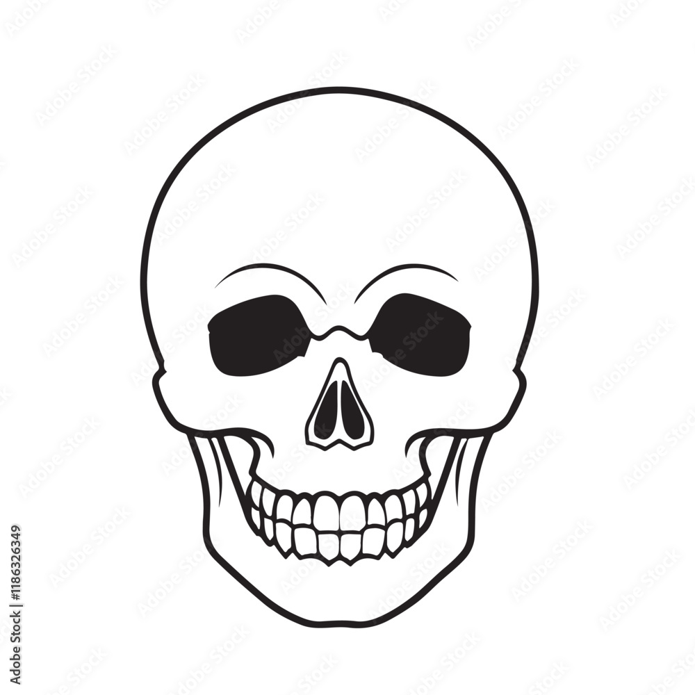 The skull icon. Black silhouette of a human skull. Vector illustration isolated on a white background for design and web. The skull icon. Black silhouette of a human skull. Vector illustration isolated on a white background for design and web.