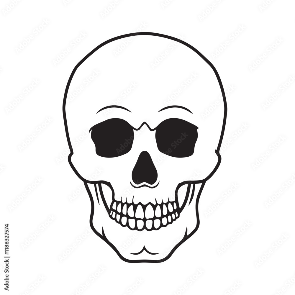 The skull icon. Black silhouette of a human skull. Vector illustration isolated on a white background for design and web. The skull icon. Black silhouette of a human skull. Vector illustration isolated on a white background for design and web.