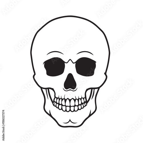 The skull icon. Black silhouette of a human skull. Vector illustration isolated on a white background for design and web.