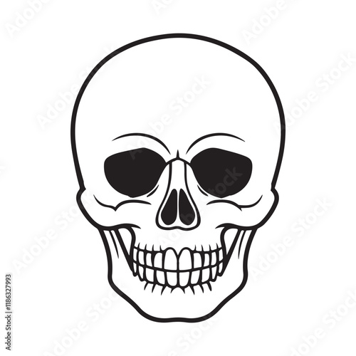 The skull icon. Black silhouette of a human skull. Vector illustration isolated on a white background for design and web.