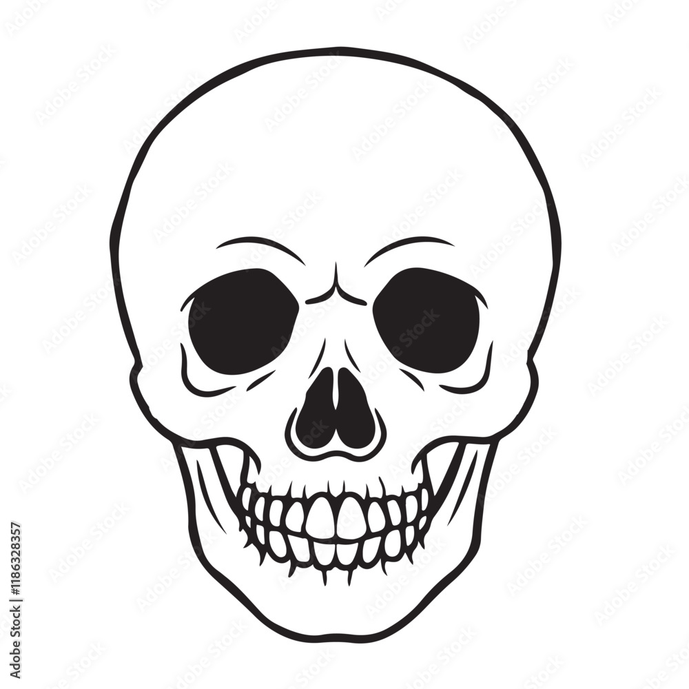 The skull icon. Black silhouette of a human skull. Vector illustration isolated on a white background for design and web. The skull icon. Black silhouette of a human skull. Vector illustration isolated on a white background for design and web.