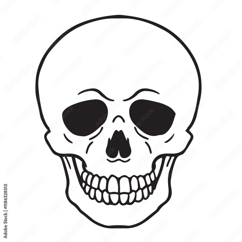Fototapeta premium The skull icon. Black silhouette of a human skull. Vector illustration isolated on a white background for design and web.