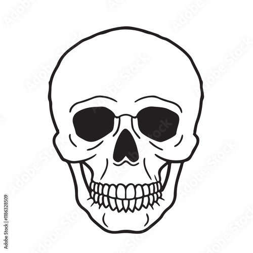 The skull icon. Black silhouette of a human skull. Vector illustration isolated on a white background for design and web.