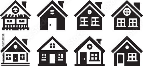 House icon set. Home vector illustration sign. Hotel symbol.
