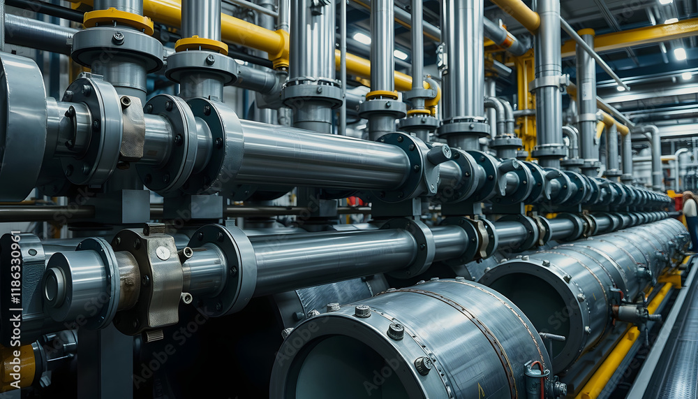 Heat exchangers in a refinery. The equipment for oil refining, professional photography, with white tones Heat exchangers in a refinery. The equipment for oil refining, professional photography, with white tones