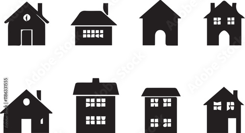 House icon set. Home vector illustration sign. Hotel symbol.
