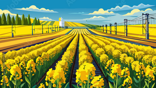 Multiple Rack Focuses of a Yellow Conola Oil Flower Field in Montana (Raw)