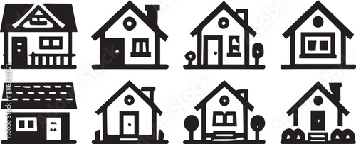 House icon set. Home vector illustration sign. Hotel symbol.
