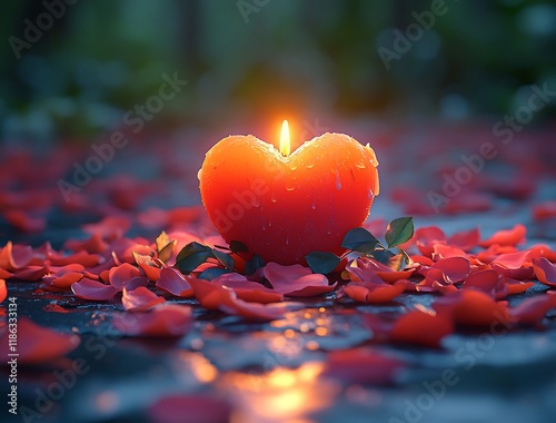 Valentine Day heart shaped candle on blury background


 photo