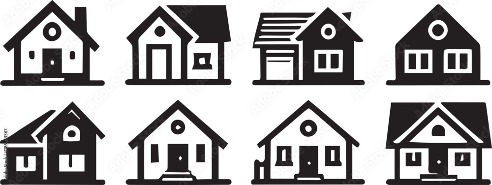Fototapeta premium House icon set. Home vector illustration sign. Hotel symbol. 