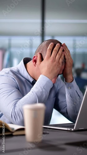 Stressed Accountant Man With Headache