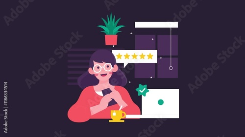 Customer Reviews on Website, Animated Feedback, 5-Star Rating, Satisfied Customer Review for Digital Marketing 2d animation video