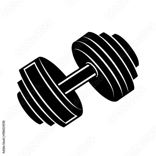 dumbbell flat silhouette icon illustration