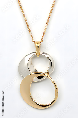 Elegant double circle necklace in two-tone colors 
