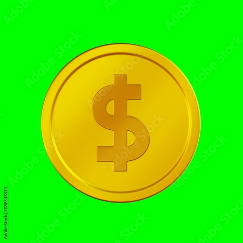 Coin Flip Showing Tails 3D Animation