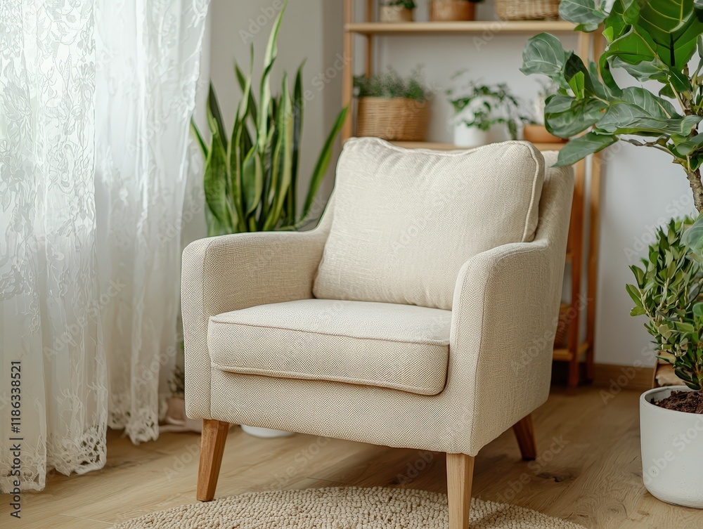 Elegant Upholstered Antique Armchair with Tufted Backrest for Vintage Home Decor and Cozy Living Room Setting Elegant Upholstered Antique Armchair with Tufted Backrest for Vintage Home Decor and Cozy Living Room Setting