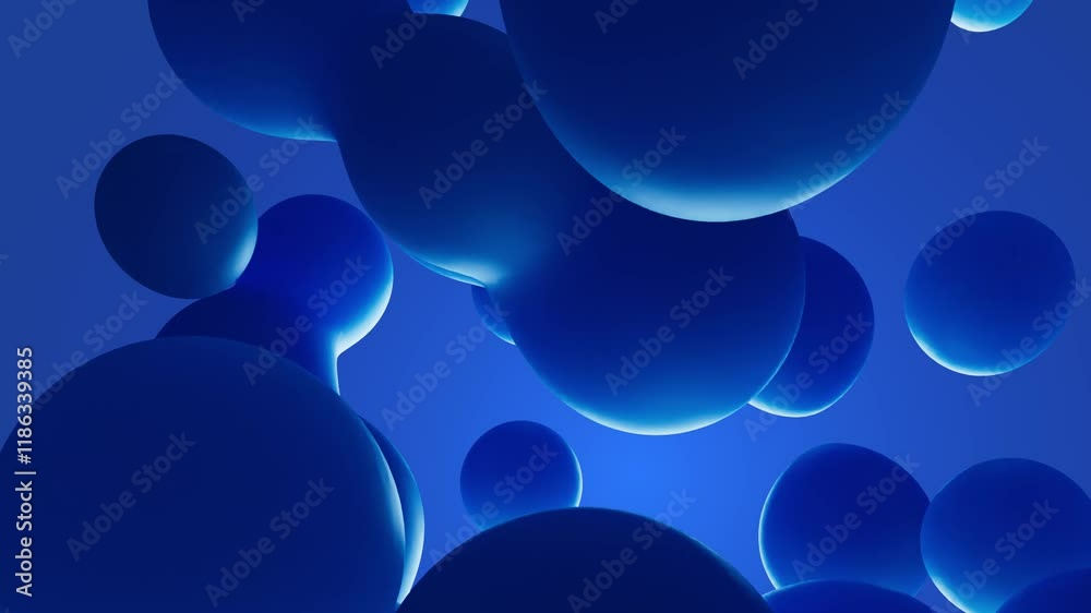 Colorful blue Lava lamp wax dissolving and merging over time. 