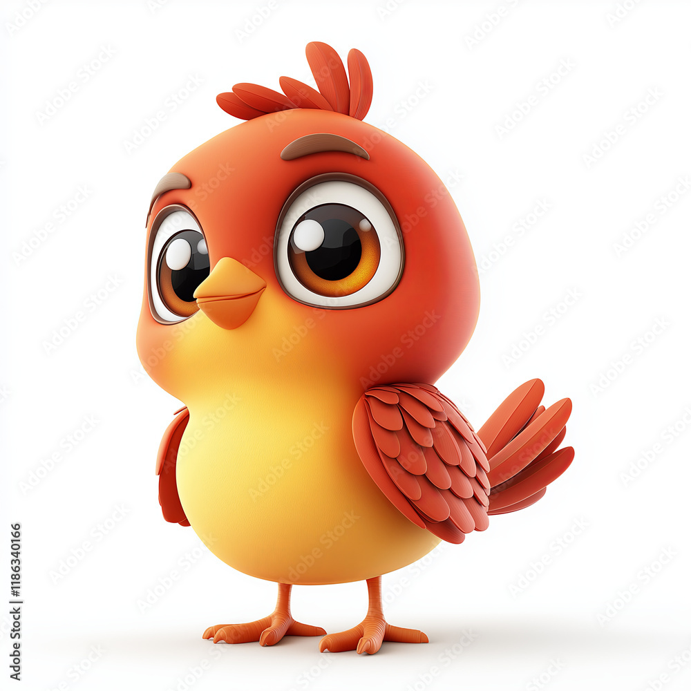 Red partridge clipart with a three-dimensional, cartoonish look. The bird has warm reddish-brown feathers, big sparkling eyes, a small round body, and a cheerful expression Red partridge clipart with a three-dimensional, cartoonish look. The bird has warm reddish-brown feathers, big sparkling eyes, a small round body, and a cheerful expression