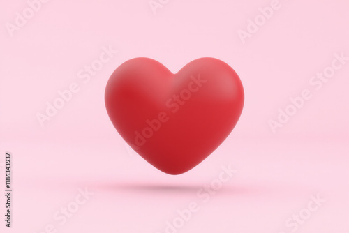 Wallpaper Mural Red Heart Symbol Against Soft Pink Background for Love and Romanc Torontodigital.ca