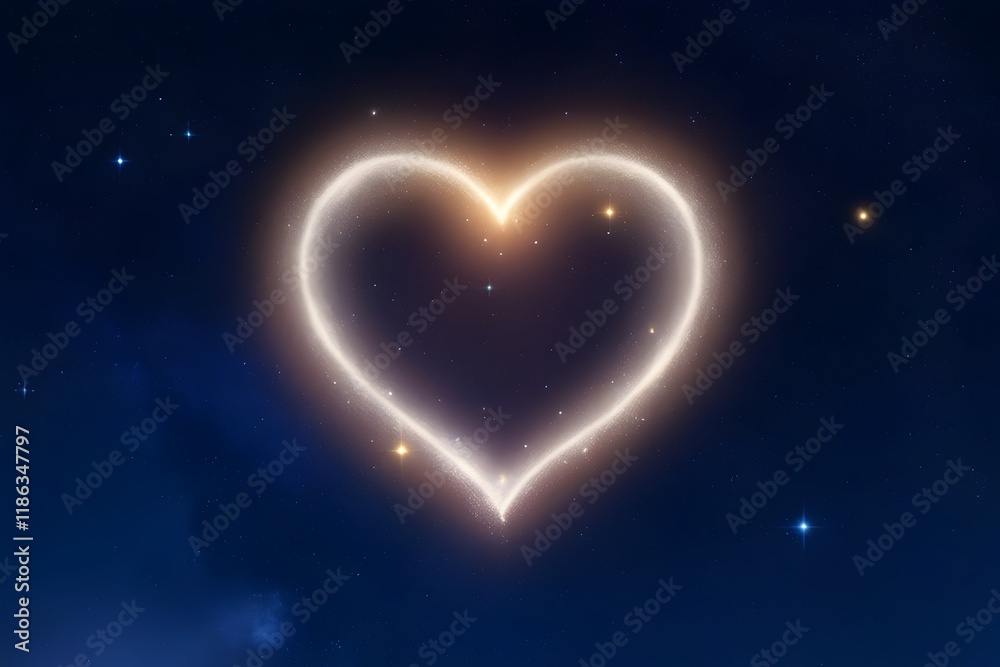 romantic deep night sky with glowing stars forming a heart and cosmic haze romantic deep night sky with glowing stars forming a heart and cosmic haze