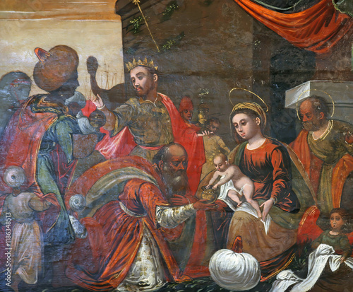 Adoration of Magi, Church of the Our Lady of Angels in Orebic, Croatia photo