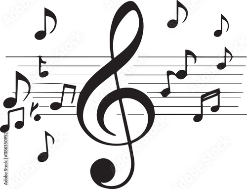 Music notes icon set. Musical key symbols. Music notes symbol vector illustration.
