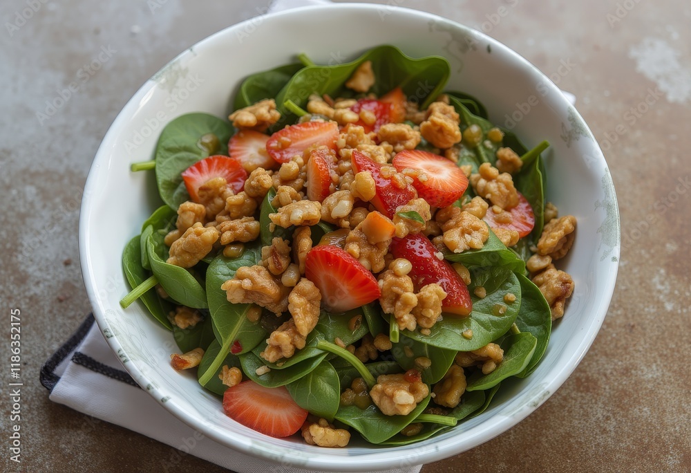 Spinach salad with strawberries and candied nuts. Spinach salad with strawberries and candied nuts.