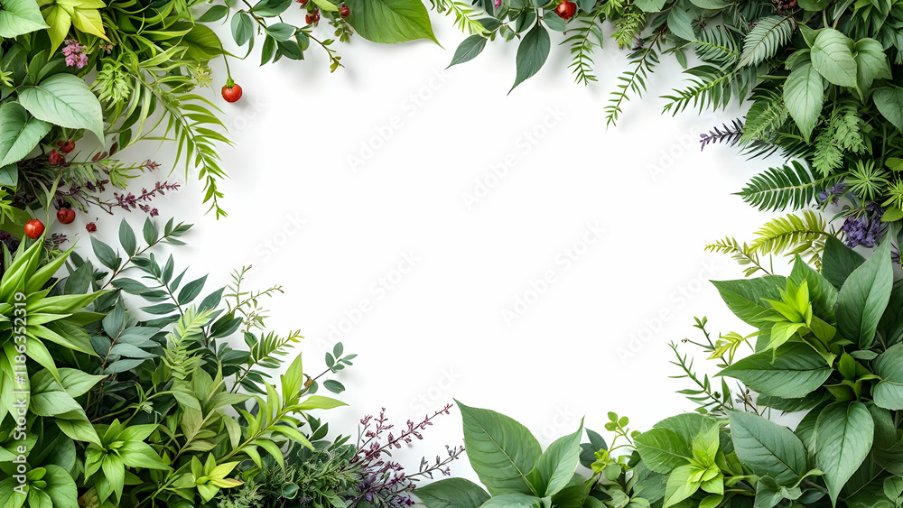 Fototapeta premium Plants border frame copy space area