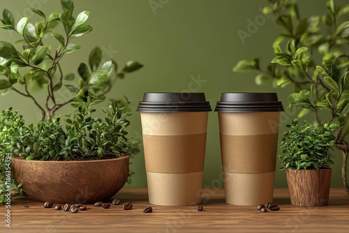 Wallpaper Mural eco-friendly takeaway coffee cup mockup with sustainable materials and modern minimalist branding design elements Torontodigital.ca