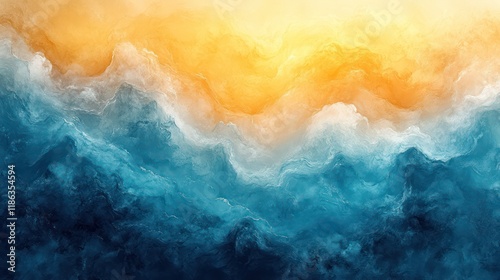 Abstract Coastal Seascape: Azure Ocean Meets Golden Sands
