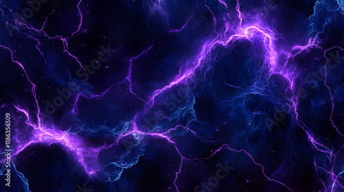 Electric purple sparks crackling over a dark navy abstract background with dynamic light effects