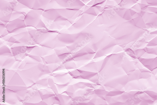 Creased or crumpled pink colored paper background. Wrinkled blank sheet texture