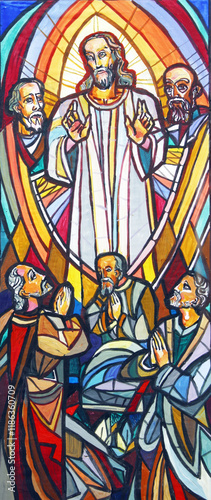 Transfiguration of Jesus, sketch for a stained glass window in the parish church of Saints Peter and Paul in Velika Gorica, Croatia
