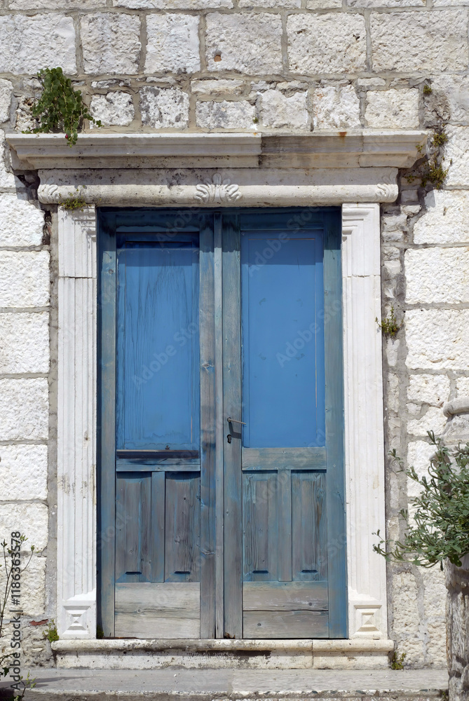 Door on the Captain's house in Orebic, Dalmatia, peninsula Peljesac, Croatia