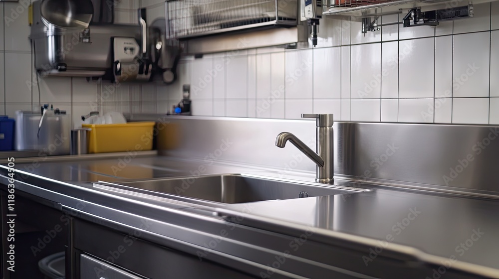 A machine cutting stainless steel sheets into precise shapes for basins. A machine cutting stainless steel sheets into precise shapes for basins.