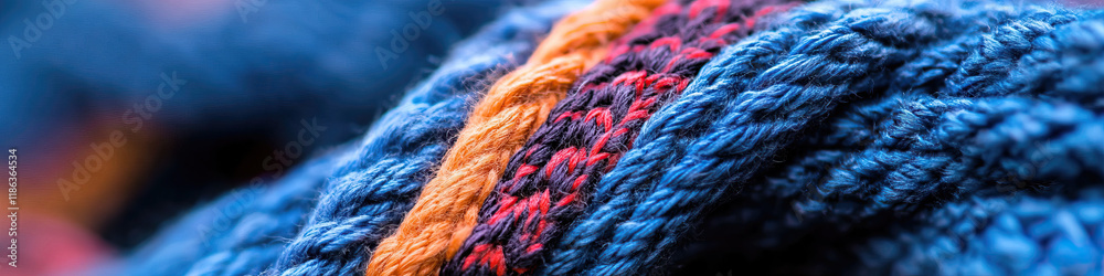 Close-up of Multicolored Knit Fabric Texture Close-up of Multicolored Knit Fabric Texture