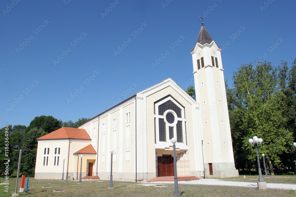 The parish church of Saint John of Napomuk in Glina, Croatia
